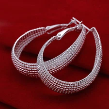 925 Sterling Silver Hoop Pierced Earrings  L7