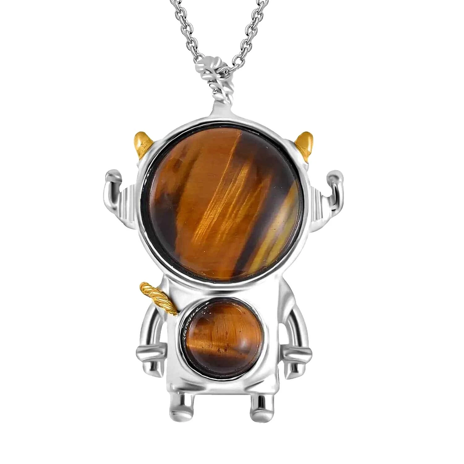 Tiger's Eye Collares y colgantes De moda de acero inoxidable