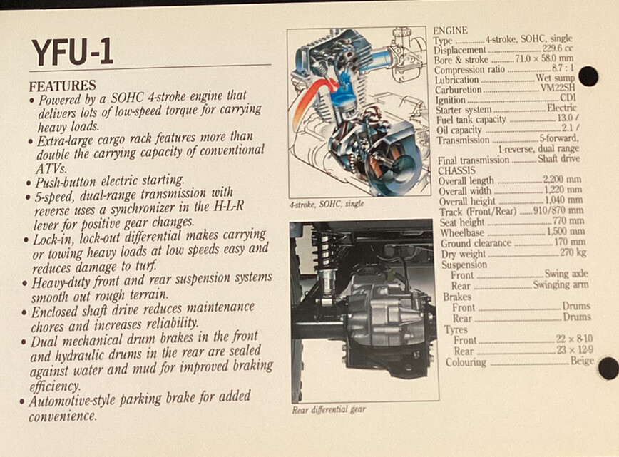 Yamaha genuine Product Information Guide YFU1 PRO HAULER 1992 | eBay