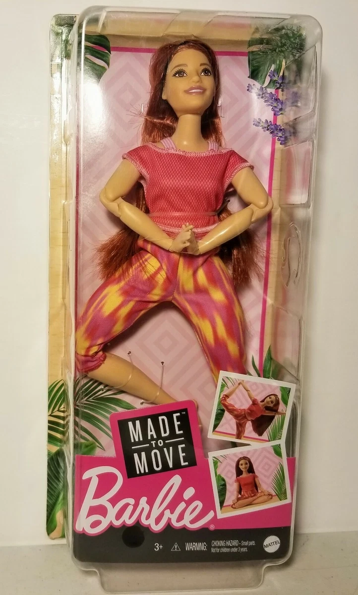 Tørke Rettelse kollision Barbie Made to Move Doll Pink and Yellow Yoga Pants GXF07 Red Hair Curvy  887961954944 | eBay