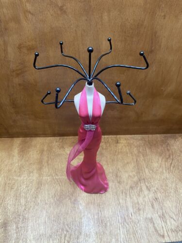 Mannequin Jewelry Stand Necklace Display Holder Organizer Doll 14.5"H Pink Dress - Picture 1 of 7