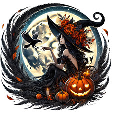 Wall Decal Sticker Halloween Moon Witch Wall Sticker 18X18cm Large