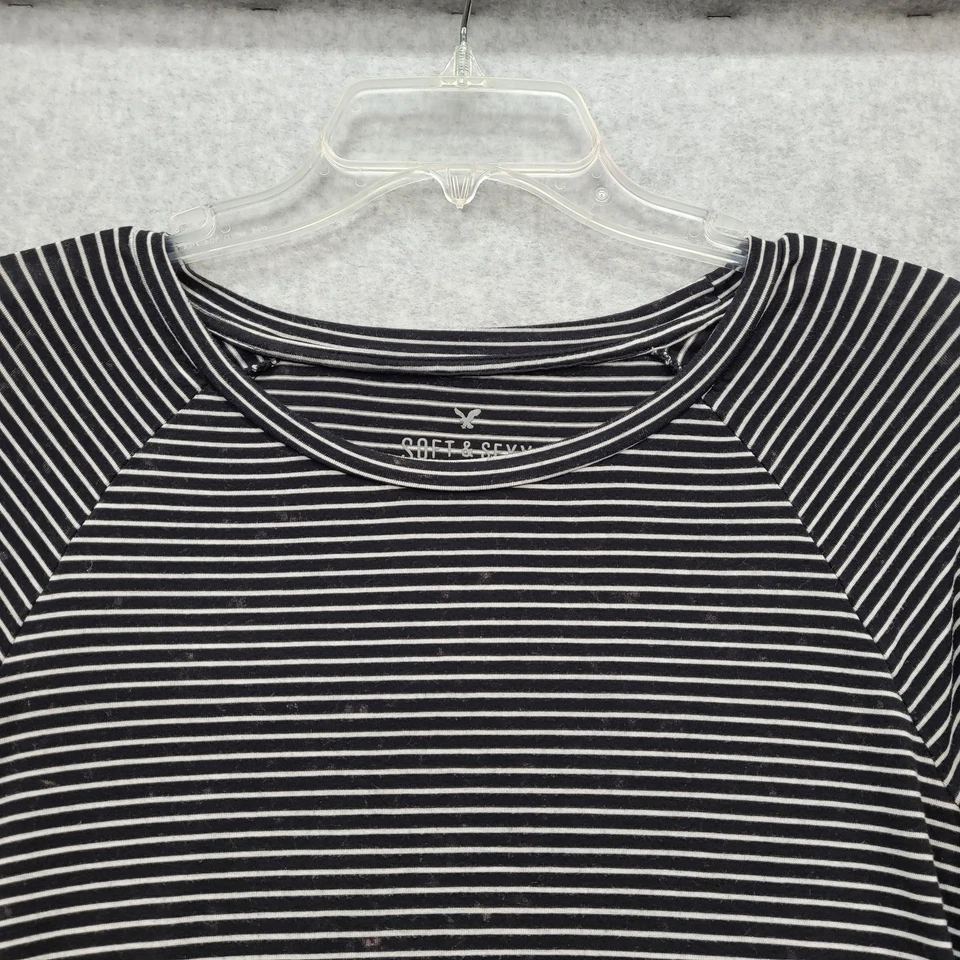 Женская блузка с длинным рукавом American Eagle XS черно-белая тонкая полоса - Изображение 2 из 4