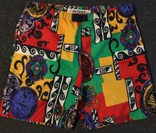 Vtg 90s Union Bay Abstract Art Belted Board Shorts M Swim Trunks Beach Surf OP