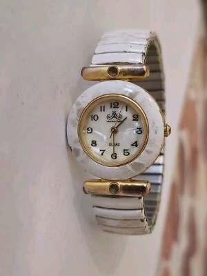 Meister Anker Damenuhr Vintage Uhr Weiß und Gold Quarz Uhr