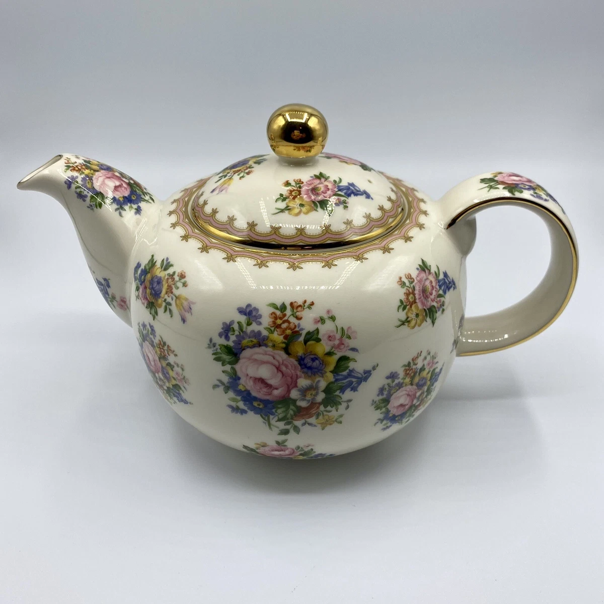 Royal Albert Lady Carlyle Pink Roses Floral Tea Pot Gold Trim Fine China