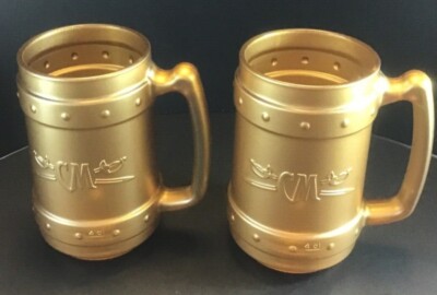 VTG Pasabahce Set of 2 Captain Morgan 14 oz Gold Beer Tankards Mugs Steins