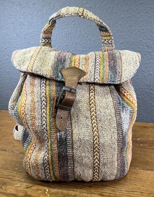 NWT Western Aztec Brown and White Geometric Backpack Tote Bag Backpack Southwest s-l400.jpg main image 3