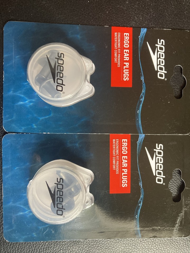 2PK Speedo UnisexAdult Swim Training Ergo Ear Plugs Silver Durable