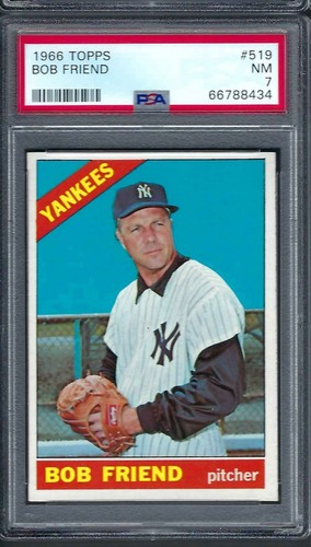 1966 Topps # 519 Bob Friend Yankees NM PSA 7