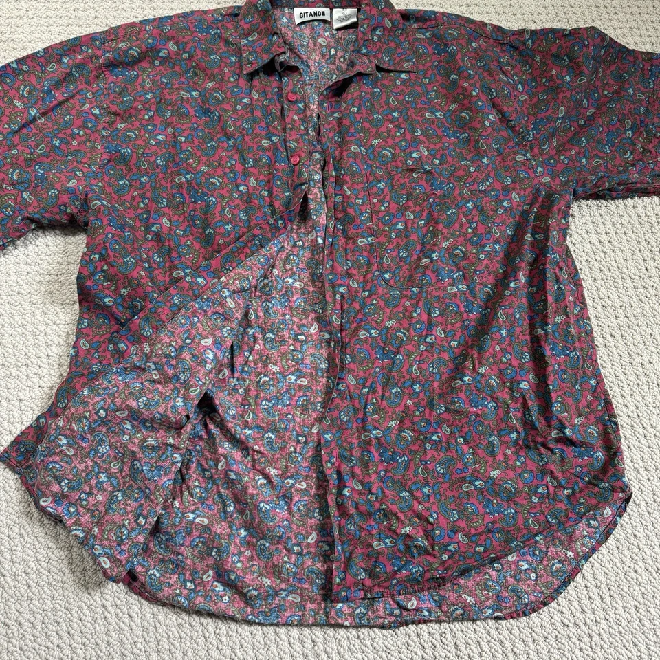Vintage 80s 90s GITANO Abstract Paisley Button Front Shirt Size Large Streetwear - Image 4 of 4