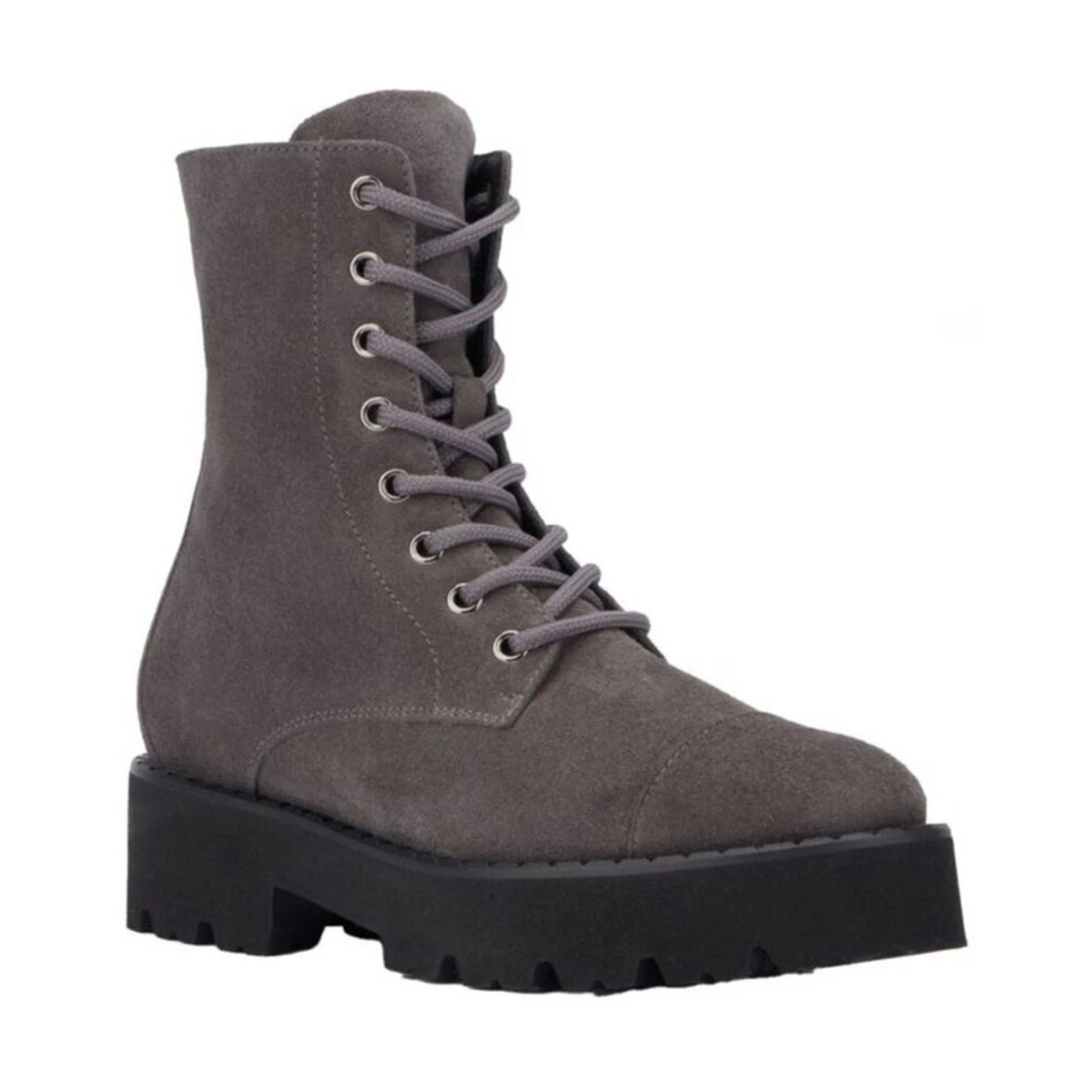 Aquatalia Combat Ankle Boots men\'s 9 Gray Suede Block Heel Almond Toe Side Zip Aquatalia - Liv Black Tumbled Leather Elasticized Ankle Boot main image 3