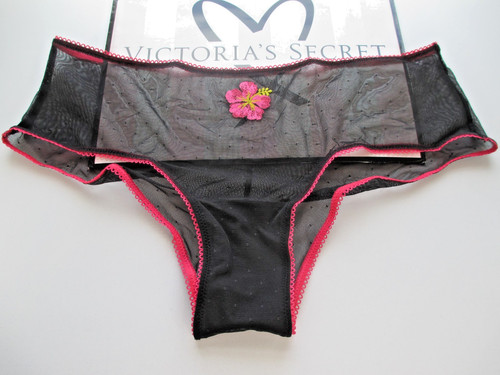 VICTORIA'S SECRET PINK Wink High Leg Cheeky Panty S M L XL Black NWT Mesh Dot VS