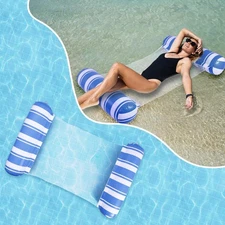 Inflatable Water Hammock Portable Floating Bed Lounge Chair for Swimming Pool