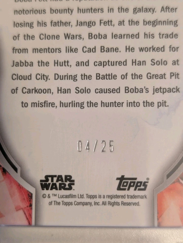 Topps Star Wars Masterwork Boba Fett Canvas /25 SSP Insert 2022 - Image 3 of 3