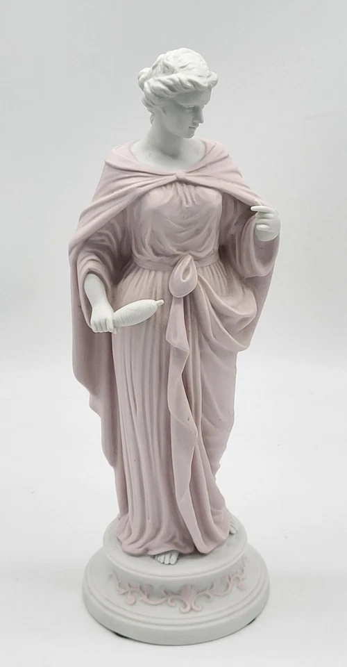 Antique 14+1/2" Parianware, Parian Ware statue of Grecian Woman, thread spool - Image 1 of 4