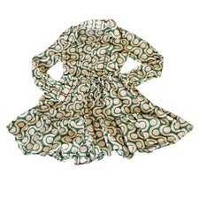 Zara Small Button Up Long Sleeve Tie Around Retro Collared Cotton Mini Dress