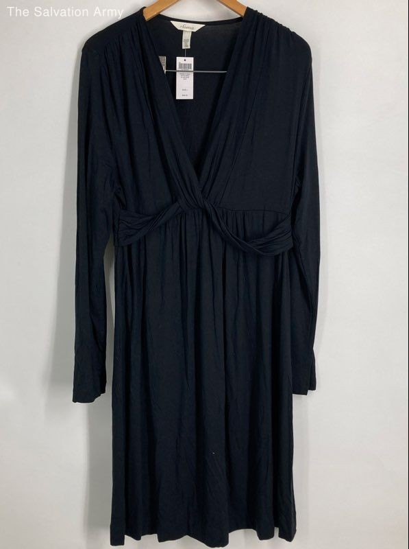 Soma Womens Black Long Sleeve V-Neck Pullover Wrap Dress Size Large
