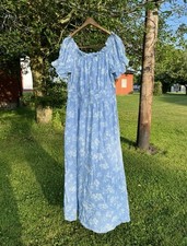 Old Navy Off-The-Shoulder Boho Maxi Dress Blue Floral Tall XL NWT