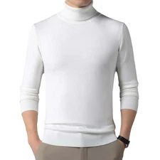 Mens Knit T-Shirt Jumper Tee Top Mock Neck Short Sleeve Sweater Slim Fit Basic