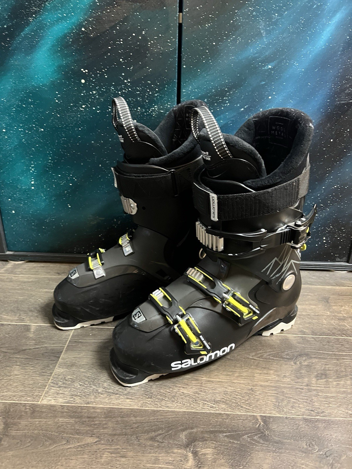 Scarponi da sci Salomon uomo QST Access 80 taglia MP 29 29 5 nero verde lana neve metallo