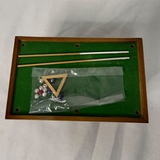Miniature Pool Table Billiards Set w/ 11 Bead Balls  2 Cue Sticks Triangle