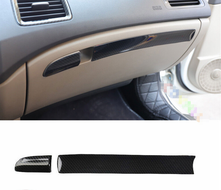 For Honda Civic 8th 2006-2011 Carbon Fiber Dashboard Co-pilot Strip Panel Trim