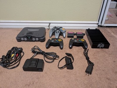 Nintendo 64 Console Bundle w/ Controller, 2 Hyperkin Controllers, AV2 HDMI