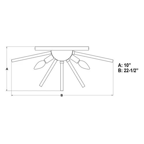 Aria 4-Light Flush Mount in Mid-Century Modern and Sputnik Style 10 Inches Tall - Picture 11 of 12