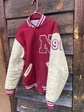 1991 letterman 1991 Youngstown Youngling Leather Sleeve Varsity Letterman Jacket - Green Wool, 'Rob 91'