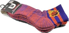 NBA Adult 3 Pk Multicolor Quarter Polyester Phoenix Suns Basketball Sock Sz 6-12