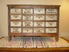 Primitive Country General Store Multi-Drawer Cabinet 1900s