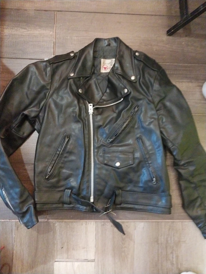 Chaqueta de Motocicleta De Colección Años 70 Sears The Leather Shop Estilo Marlon Brando Negra Hombres M Foto 3 de 4