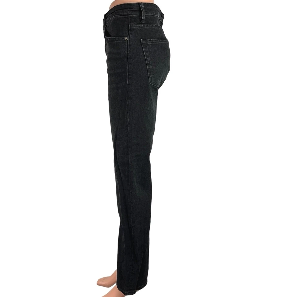 Pantalones de mezclilla Massimo Dutti lavado carbón negros tiro alto elásticos pierna recta 4 Foto 2 de 4