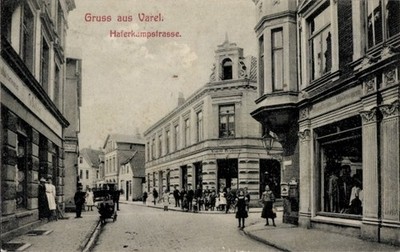 Ak Varel am Jadebusen, Haferkampstraße, Straßenpartie, Manufaktur-... - 11013531