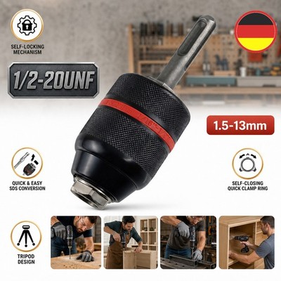 SDS-Plus Quick Release Bohrfutter Adapter 1.5-13mm 1/2-20UNF Metall DE