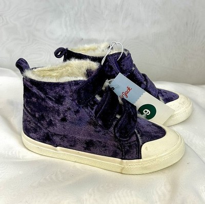 NWT Lods Purple Velvet and Faux Fur High Top Sneakers Shoes / Youth Sz 9