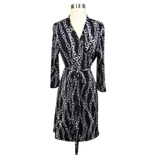Banana Republic Factory Womens Chain Link Wrap Dress Size Large Jersey Knit