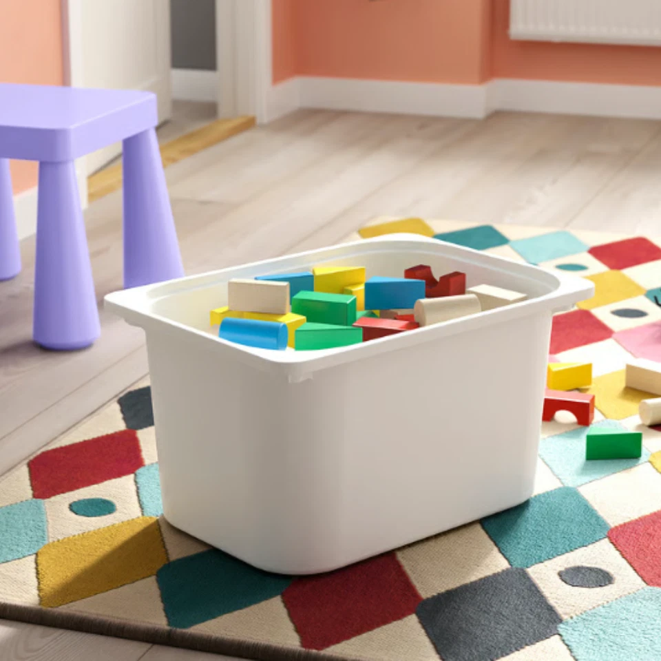 TROFAST Combinación Almacenamiento con Cajas, Blanco/Blanco, 18 1/8x11 3/4x37" Foto 3 de 4