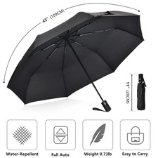12 Bone Black Glue Fully Automatic Umbrella Thick Durable Three-Fold UV Resistan