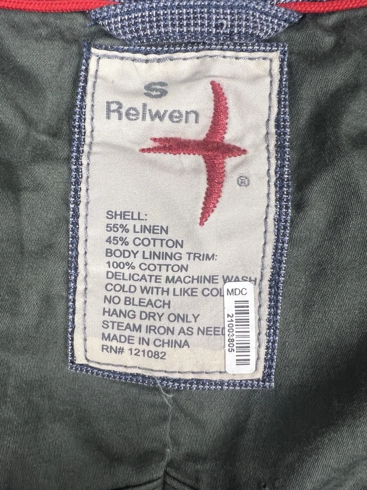 Relwen Tropical Trap Blazer Working Field Jacket Blue Linen Cotton Mens Small - Image 3 of 4