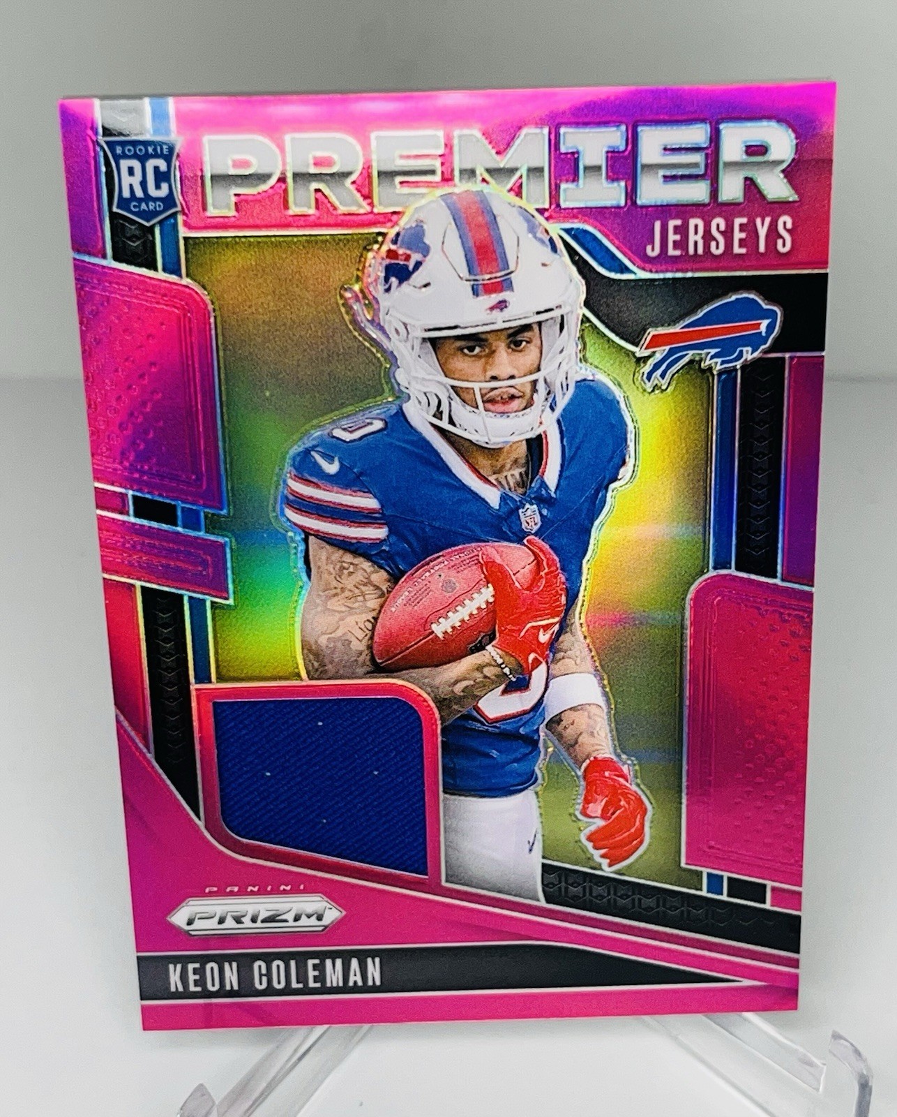 2024 Panini Prizm Premier Jerseys Pink Rookie Jersey Patch Keon Coleman RC SP