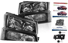Headlight Assembly kit Compatible with 2003-2006 Chevy OE - Black/Clear/Clear