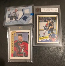 1984-85 OPC Doug Gilmour rookie KSA 7.5 jersey memorabilia SP /100 on-card auto. rookie card picture