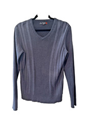 G by Guess V Neck Rib Sweater Gray L