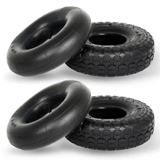 4.10/3.50-4 Replacement Tire and Inner Tube Set, 2 Pack, 10" Heavy Duty Tire and