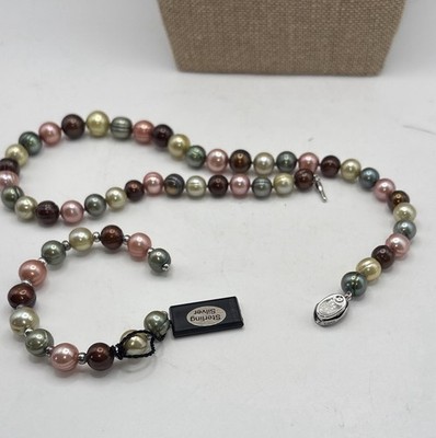 HONORA MULTI COLOR CULTURED PEARLS STERLING SILVER BEADS BRACELET & NECKLACE NWT