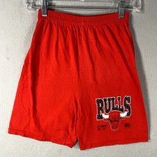 Vintage Chicago Bulls Athletic Shorts Red USA Made Youth Size Large 14/16