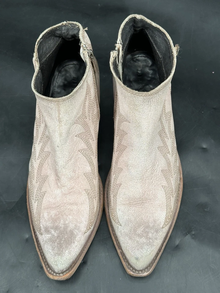 Botas de Vaquero Liberty de Cuero Negro Tostado con Cremallera al Tobillo Botín para Mujer Talla 10 Hechas en México Foto 3 de 4