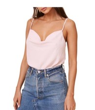 ASTR Cowl Drape Neck Blush Pink Thin Straps Low Back Bodysuit Size XL NEW